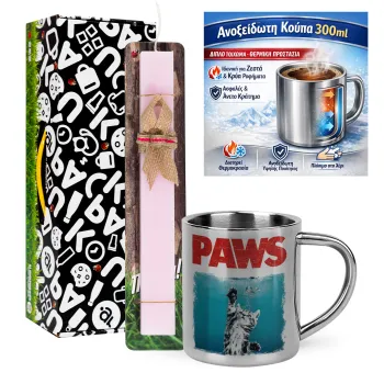 PAWS, Πασχαλινή Λαμπάδα με μεταλλική κούπα θερμό (300ml) & κερί αρωματικό πλακέ (30cm) (ΡΟΖ)