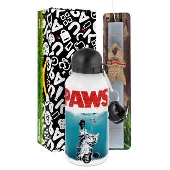 PAWS, Πασχαλινή Λαμπάδα με παγούρι μεταλλικό  αλουμινίου (500ml) & κερί αρωματικό πλακέ (30cm) (ΓΚΡΙ)