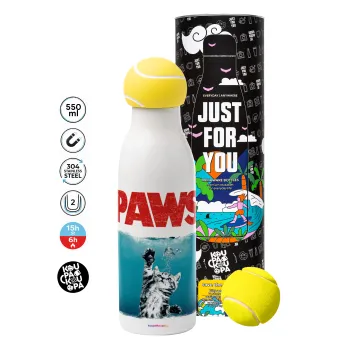 PAWS, Μπάλα τένις μεταλλικό παγούρι θερμός, διπλού τοιχώματος, 550ml
