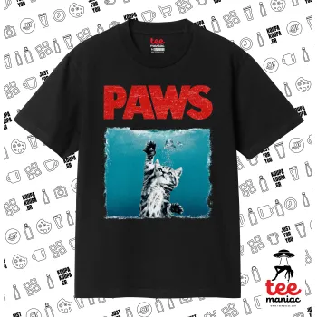 PAWS, ΜΑΥΡΟ Κλασικό T-Shirt, διπλής ραφής, χωρίς πλευρικές ραφές από 100% βαμβάκι. Vegan & OEKO-TEX πιστοποιημένο.