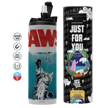 PAWS, Tumbler ποτήρι θερμό ΓΚΡΙ από ανοξείδωτο ατσάλι 600ml