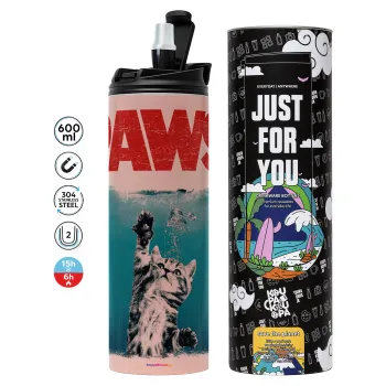 PAWS, Tumbler ποτήρι θερμό ΡΟΖ από ανοξείδωτο ατσάλι 600ml