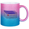 Κούπα Χρυσή/Μπλε Glitter, κεραμική, 330ml