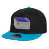 Καπέλο παιδικό Flat Snapback, Μαύρο/Μπλε (100% ΒΑΜΒΑΚΕΡΟ, ΠΑΙΔΙΚΟ, UNISEX, ONE SIZE)