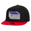 Καπέλο Flat Snapback, Μαύρο/Κόκκινο (100% ΒΑΜΒΑΚΕΡΟ,UNISEX, ONE SIZE)