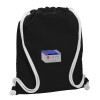 Τσάντα πλάτης πουγκί GYMBAG Μαύρη, με τσέπη (40x48cm) & χονδρά λευκά κορδόνια