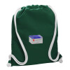 Τσάντα πλάτης πουγκί GYMBAG BOTTLE GREEN, με τσέπη (40x48cm) & χονδρά λευκά κορδόνια