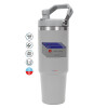 ΓΚΡΙ Travel Tumbler Θερμός με χερούλι και καλαμάκι 890ml