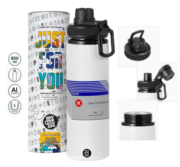Fatal Error — Metal water bottle with safety cap, aluminum 850ml