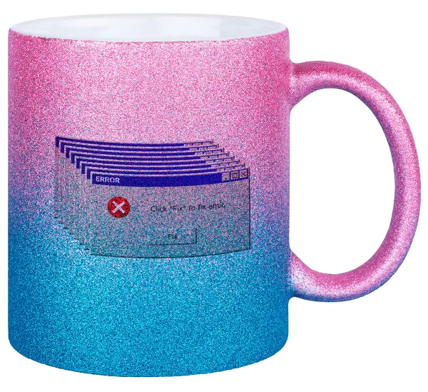 Fatal Error — Κούπα Χρυσή/Μπλε Glitter, κεραμική, 330ml