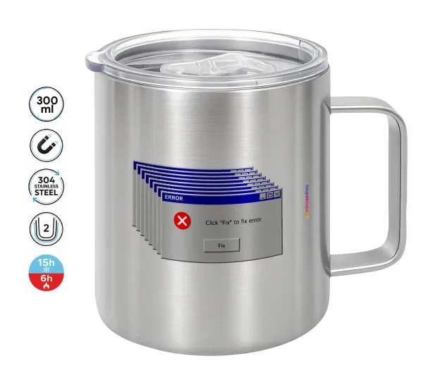 Fatal Error — Double-walled stainless steel mug 300ml with temperature-retaining lid
