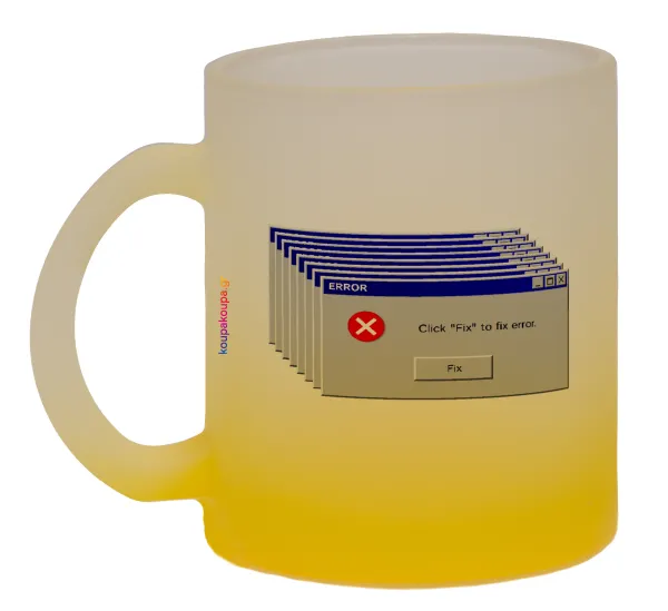 Fatal Error — Two-tone glass mug with matte yellow base, 330ml