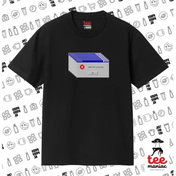 Fatal Error, ΜΑΥΡΟ Κλασικό T-Shirt, διπλής ραφής, χωρίς πλευρικές ραφές από 100% βαμβάκι. Vegan & OEKO-TEX πιστοποιημένο.