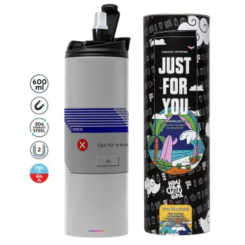 Fatal Error, Tumbler ποτήρι θερμό ΓΚΡΙ από ανοξείδωτο ατσάλι 600ml