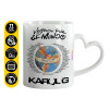 Κούπα καρδιά χερούλι λευκή, κεραμική, 330ml