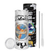 Tumbler stainless steel 600ml, with metal straw & cleaning brush
