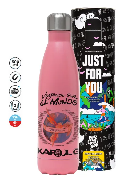Karol G Tropicoqueta — Metal mug thermos Pink Mat (Stainless steel), double wall, 500ml