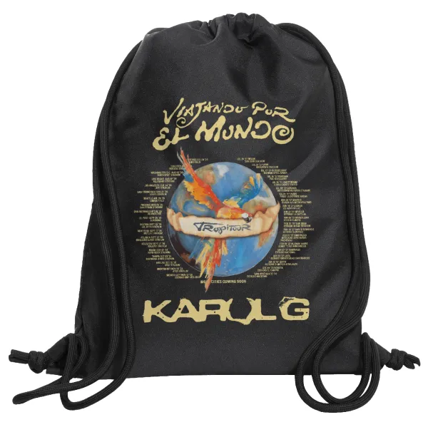 Karol G Tropicoqueta — Τσάντα πλάτης πουγκί GYMBAG Μαύρη, με τσέπη (40x48cm) & χονδρά κορδόνια