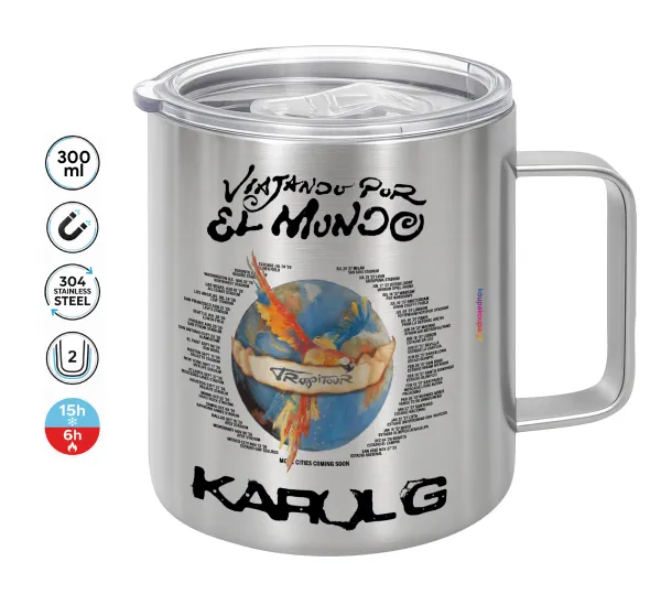 Karol G Tropicoqueta — Double-walled stainless steel mug 300ml with temperature-retaining lid