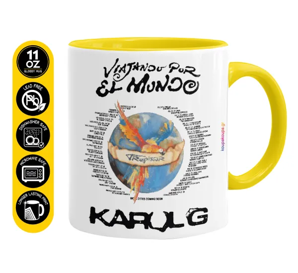 Karol G Tropicoqueta — Mug colored yellow, ceramic, 330ml