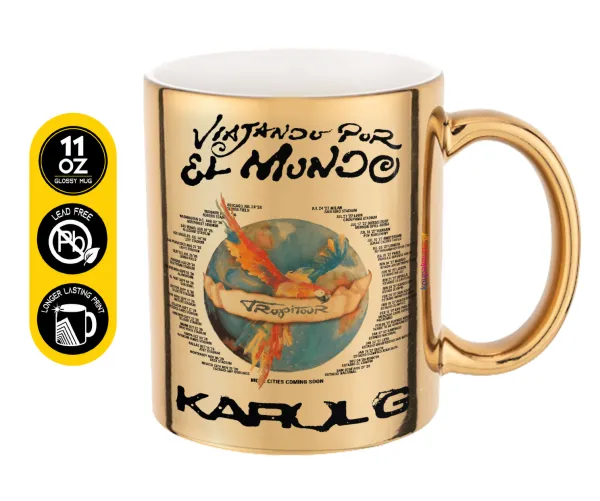 Karol G Tropicoqueta — Mug ceramic, gold mirror, 330ml