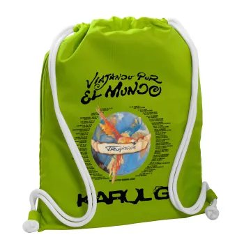 Karol G Tropicoqueta, Τσάντα πλάτης πουγκί GYMBAG LIME GREEN, με τσέπη (40x48cm) & χονδρά κορδόνια