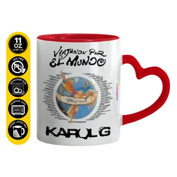 Karol G Tropicoqueta, Κούπα καρδιά χερούλι κόκκινη, κεραμική, 330ml