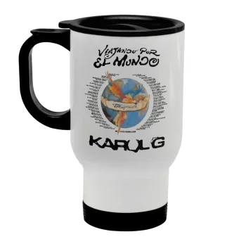Karol G Tropicoqueta, Stainless steel travel mug with lid, double wall white 450ml