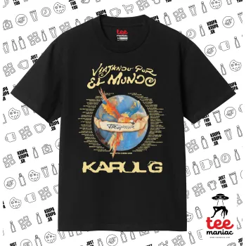 Karol G Tropicoqueta, ΜΑΥΡΟ Κλασικό T-Shirt, διπλής ραφής, χωρίς πλευρικές ραφές από 100% βαμβάκι. Vegan & OEKO-TEX πιστοποιημένο.