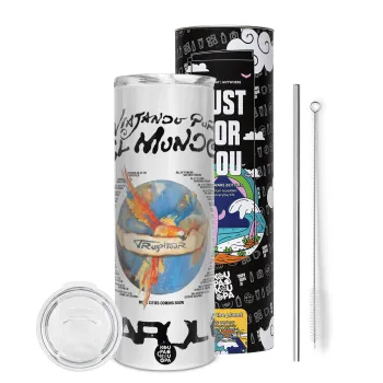 Karol G Tropicoqueta, Tumbler stainless steel 600ml, with metal straw & cleaning brush