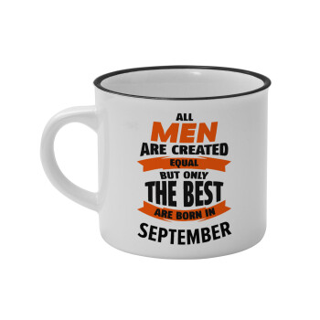 All men are created equal but only the best are born in September, Κούπα κεραμική vintage Λευκή/Μαύρη 230ml