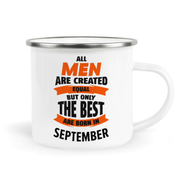 All men are created equal but only the best are born in September, Κούπα Μεταλλική εμαγιέ λευκη 360ml