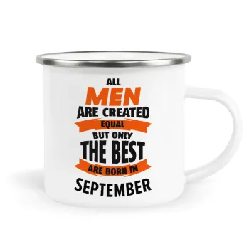 All men are created equal but only the best are born in September, Κούπα Μεταλλική εμαγιέ λευκη 360ml