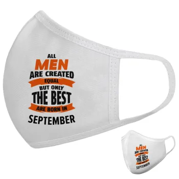 All men are created equal but only the best are born in September, Μάσκα υφασμάτινη υψηλής άνεσης παιδική (Δώρο πλαστική θήκη)