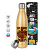 Glitter gold stainless steel thermos bottle, double-walled, 500ml
