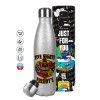 Metallic Glitter Silver Thermos Flask (Stainless steel), double-walled, 500ml