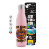Metal mug thermos Pink Iridiscent (Stainless steel), double wall, 500ml