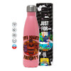 Metal mug thermos Pink Mat (Stainless steel), double wall, 500ml