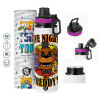 Metallic water bottle with safety lid, 850ml aluminum