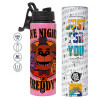 Metallic water bottle with safety lid, 850ml aluminum