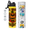Metallic water bottle with safety lid, 850ml aluminum