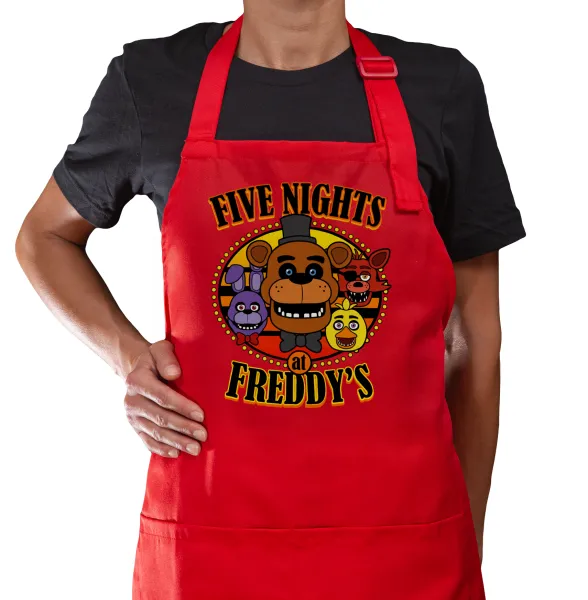 Five Nights at Freddy's — Red cooking apron with pockets (adult)