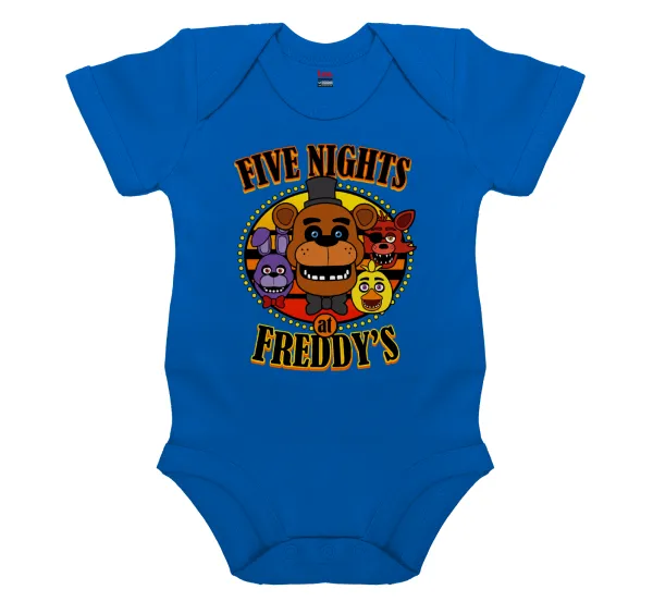 Five Nights at Freddy's — Short-sleeve baby bodysuit, cobalt blue, 100% organic cotton