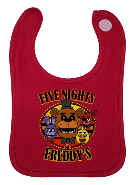 Five Nights at Freddy's — Baby bib with velcro, red, 100% organic cotton (0-18 months)