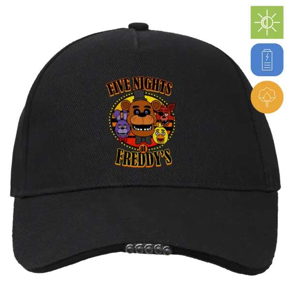 Five Nights at Freddy's — Work & Activity LED Light Cap – Perfect for Night & Low Light Conditions (100% COTTON, ADULT, UNISEX)