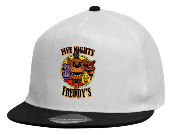 Five Nights at Freddy's — Καπέλο παιδικό Flat Snapback, Λευκό (100% ΒΑΜΒΑΚΕΡΟ, ΠΑΙΔΙΚΟ, UNISEX, ONE SIZE)