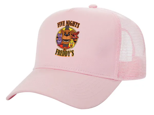 Five Nights at Freddy's — Structured Trucker Children's Hat, with Mesh, PINK (100% COTTON, CHILDREN'S, UNISEX, ONE SIZE)