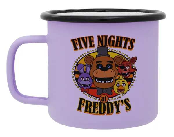Five Nights at Freddy's — Metal enamel mug, matte light pastel purple, 360ml