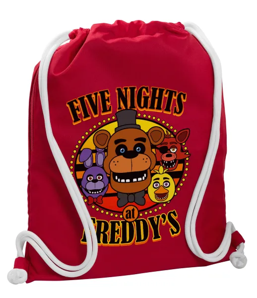 Five Nights at Freddy's — Backpack pouch GYMBAG Red, with pocket (40x48cm) & thick cords