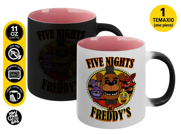 Five Nights at Freddy's — Magic mug with pink interior, ceramic, 330ml, changes colour with hot drinks